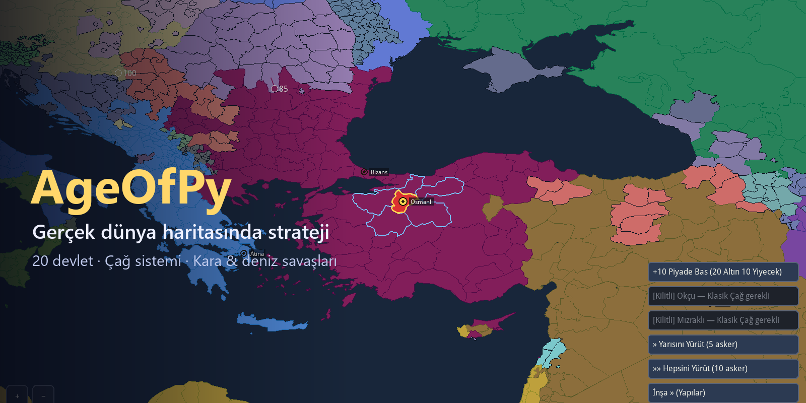 AgeOfPy — gerçek dünya haritasında strateji